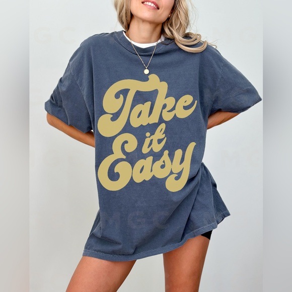 Comfort Colors Take It Easy Vinyl Retro Tee Shirt - Picture 4 of 10